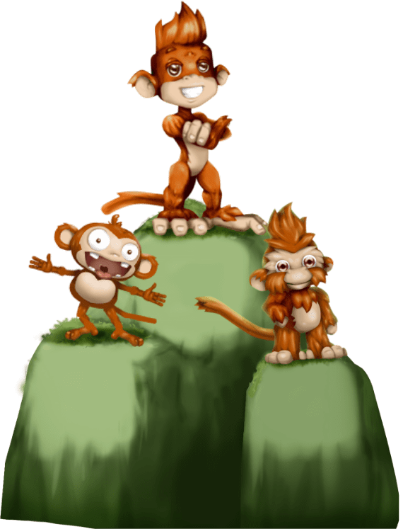 Monkeys Standing on Rocks